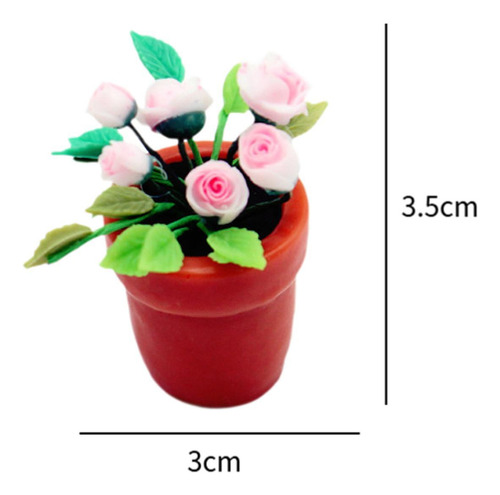 1/6 1/12 Casa De Muñecas Flores En Maceta Flores Rosadas