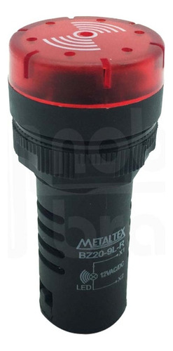 Sinalizador Sonoro Led Vermelho 22mm 12v Bz20-9l-r Metaltex