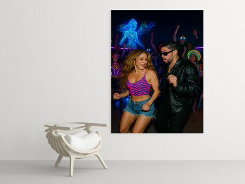 Cuadro Moderno Mural Shakira Y Rauw Alejandro Fiesta Urbana Full Hd