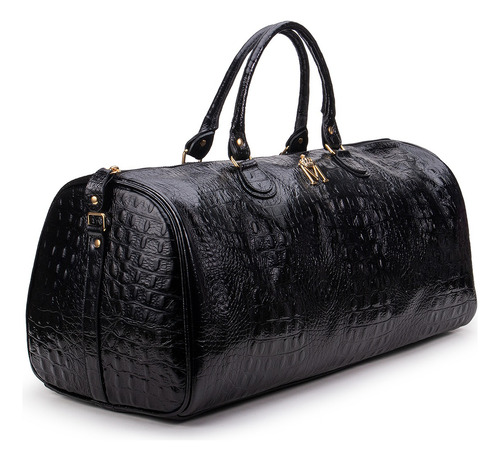 Kit De Mala De Viagem Com Necessaire Em Couro Croco Roberta