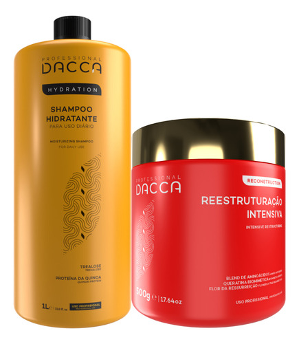 Dacca Kit Shampoo 1l + Hidratação Reconstrução Profissional