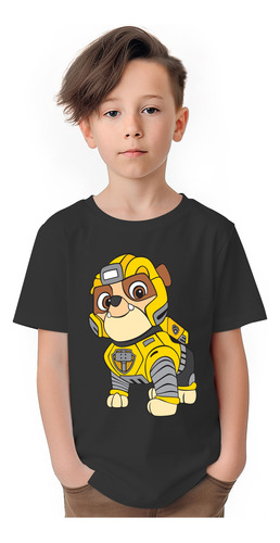 Polera Niños Paw Patrol Rubble Mighty Algodon Wiwi