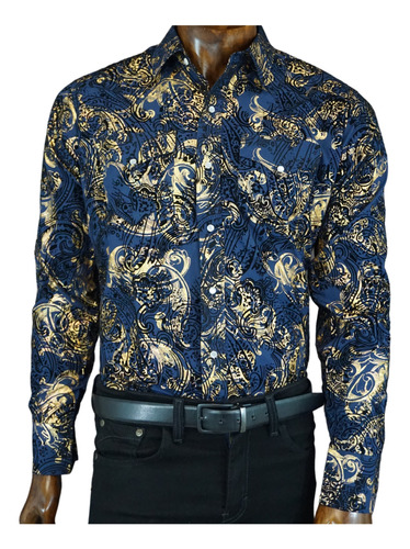 Camisa Manga Larga Buchona Para Hombre Foil Flock