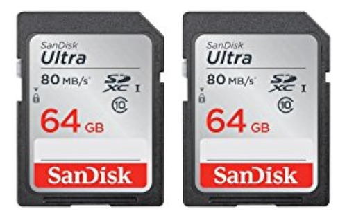 Sandisk Ultra 64gb Paquete De 2 Sdhc Uhsi Class 10 Memory Ca