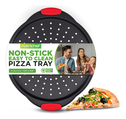 Bandeja Antiadherente Para Pizza Nutrichef, Redonda Negro