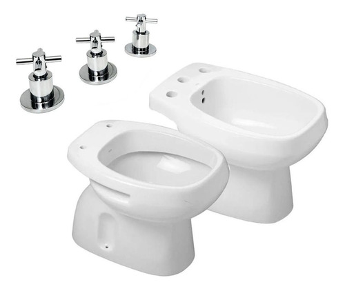 Combo De Baño Inodoro Corto Bidet Griferia Aqualaf Monaco Ah