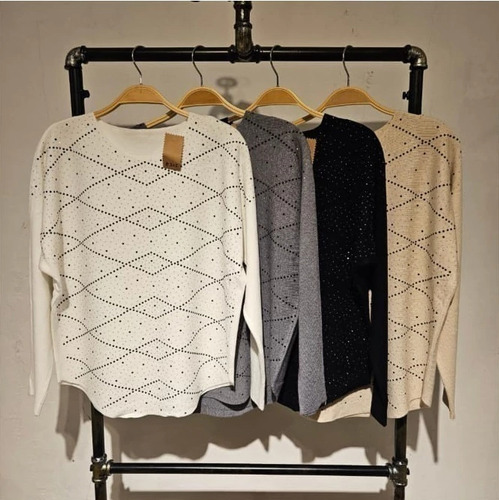 Sweater Importado Grueso Olivia Con Stras Fino Art 1305