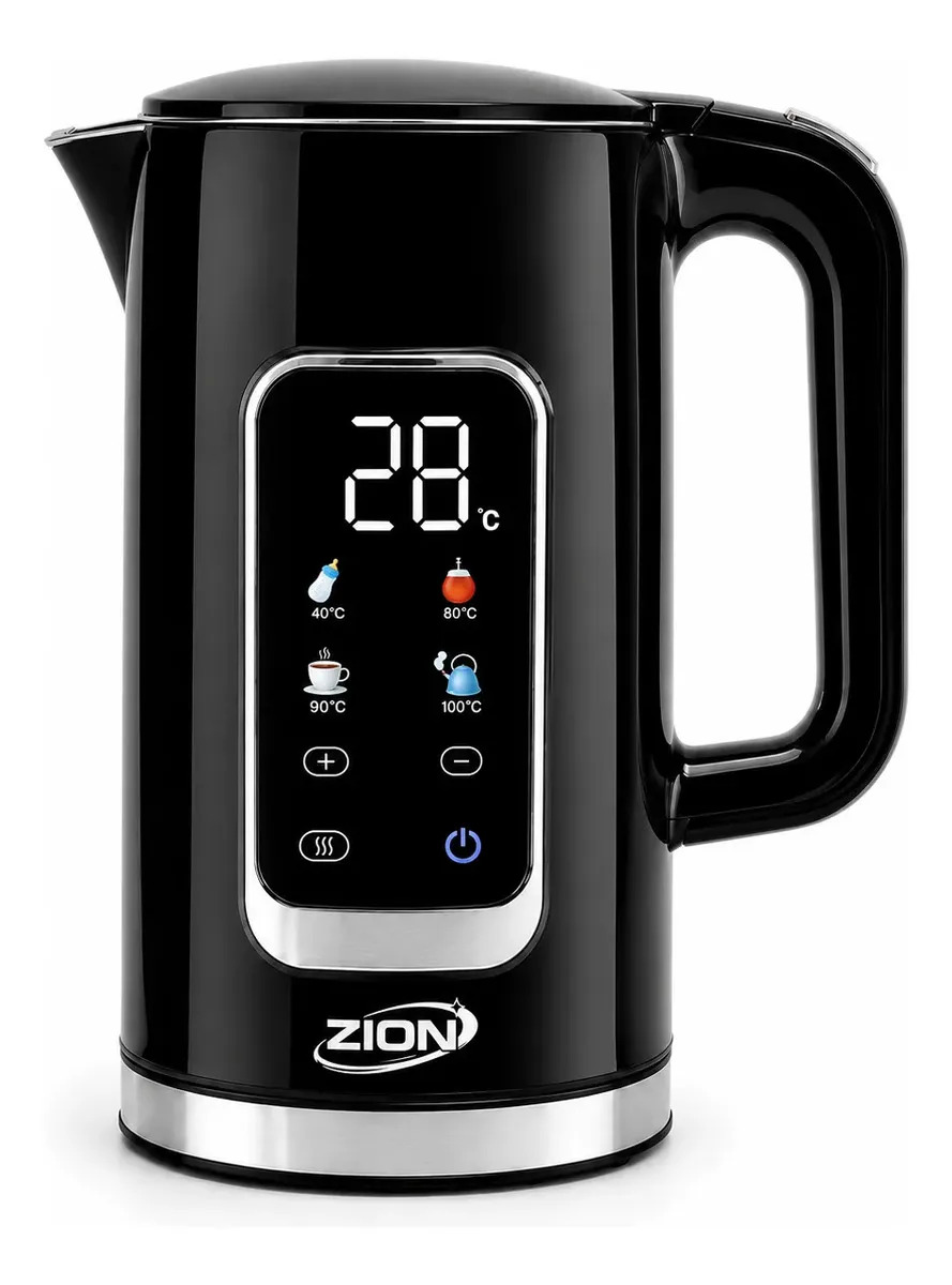 Pava Electrica Digital Zion Pantalla Tactil Mate Acero Inox Negro