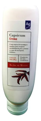 Capsicum Crema Auxiliar Para Neuropatía Diabética 150gr Activo Principal Capsaicina AG Cosmética Natural con ingredientes naturales para brindar un bienestar tota