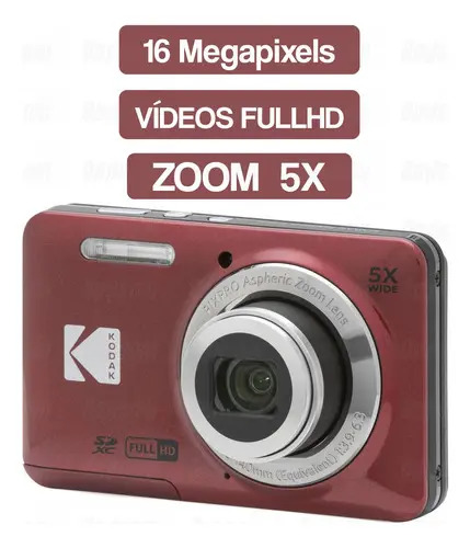 Cámara Compacta Kodak PIXPRO FZ55 de 16 Mpx y Zoom Óptico 5x, Roja
