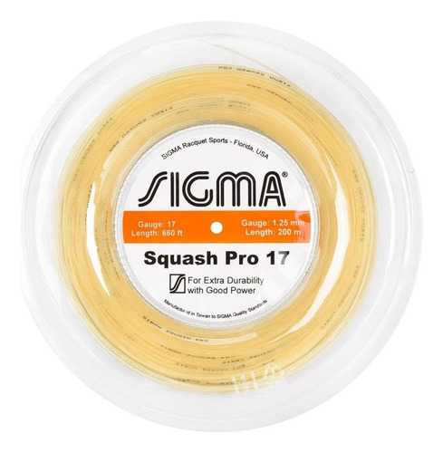 Corda Sigma Squash Pro 17l 1.25mm Natural 200 Metros