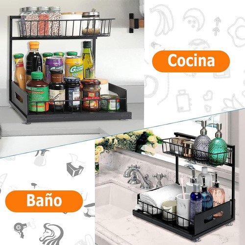 Rack Organizador Debajo Del Fregadero Para Cocina O Baño Color Negro