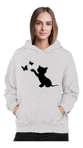 Poleron Estampado Gatito Gato Jugueton  Cat Moda Mujer  