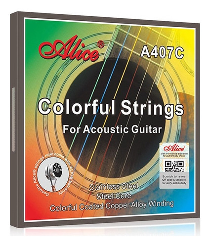 Encordoamentos Alice Coloridas Aço Para Violão