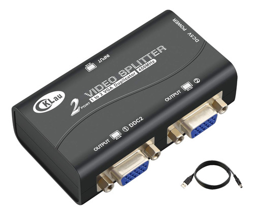 Cklau - Amplificador Divisor Vga De 2 Puertos (450 Mhz, 1 Pc