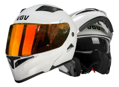 Casco De Moto Unisex Con Doble Espejo Eléctrico, Color Té