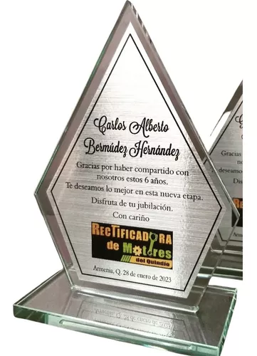 Sábana caldera Dedicar Placas De Reconocimiento En Vidrio | MercadoLibre 📦