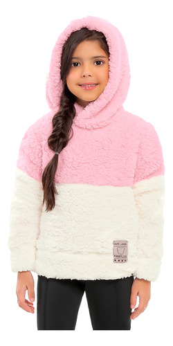 Blusão Casaco Infantil Menina Fleece Sherpa Rosa Kamylus