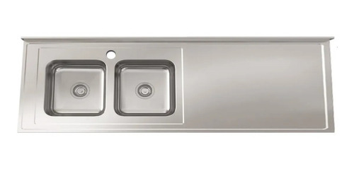 Mesada Johnson Acero Inox 180x61cm Bacha Doble Izq Monocoman