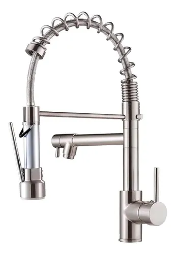 Torneira De Cozinha Gourmet Monocomando Com Misturador Aço Escovado Prata 50 Cm Homefy.casa
