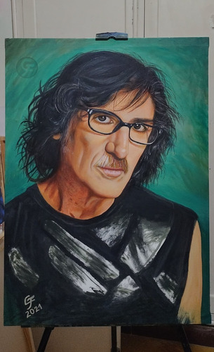 Charly Garcia Retrato 50x70 Cuadro Pintado A Mano Original