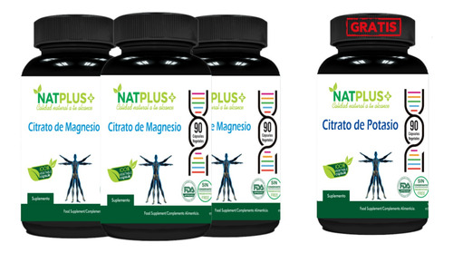 Citrato De Magnesio 90 Capsulas X 3 Frascos (pack) 