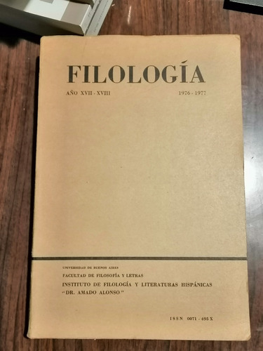 Filología Revista Filosofía Y Letras 1976-77 Dr. Amado Alons