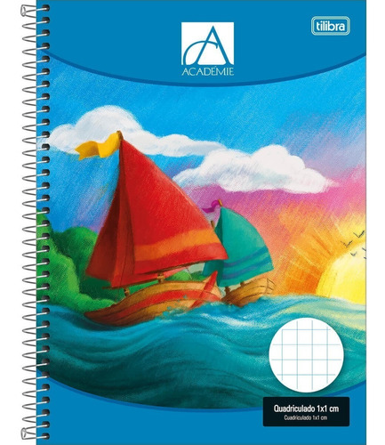 Caderno Quadriculado 1x1 Cm Universitário Académie 96 Folhas
