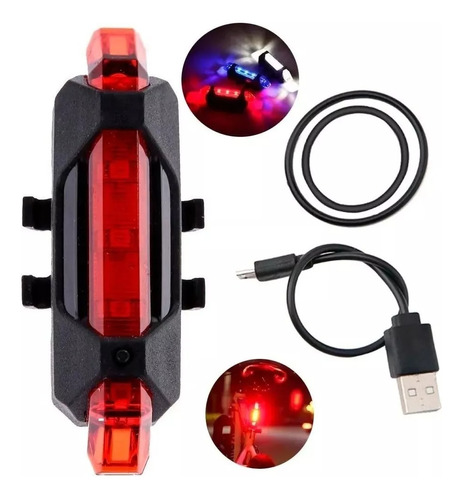 Luces Led Recargables Para Bicicleta 3 Colores 