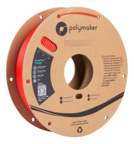 Filamento Polymaker Polyflex Tpu95, 1.75mm - 750g Color Rojo