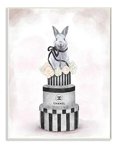 Stupell Industries Fashion Rabbit Box Stack Pintura Rosa, Di