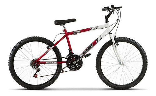 Bicicleta  de passeio Ultra Bikes Bike Aro 24 bicolor 18 marchas freios v-brakes cor vermelho/branco