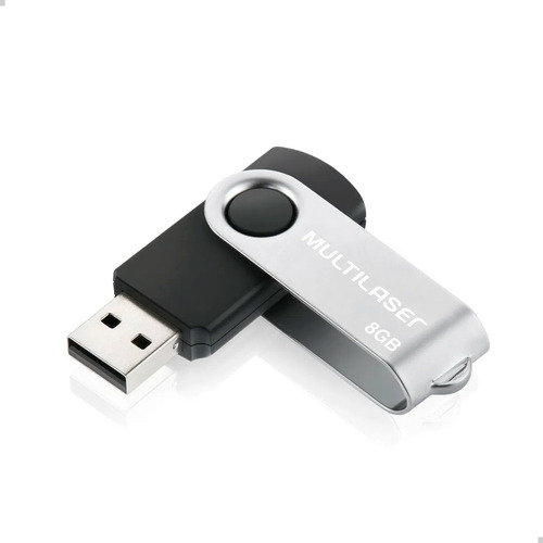 Pendrive Twist Preto 8gb Prateado