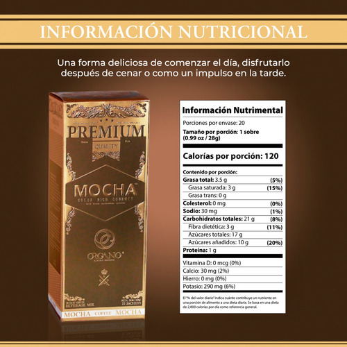 Organo | Café Latte 20u + Café Mocha 15u | Hongo Adaptógeno