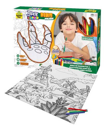 Tapete Para Colorir Infantil C/ Canetinhas Dinossauro Samba