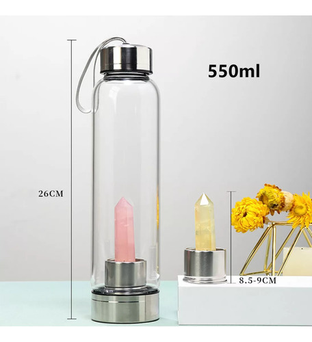Botella Agua Con Cristal Energético De Cuarzo