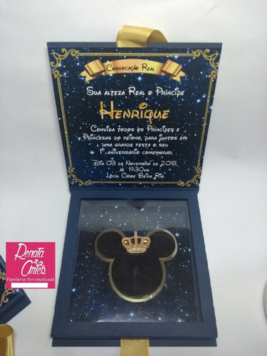 Imagem 3 de 5 de Caixa Convite Mickey Realeza Luxo