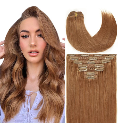 Caliee Extensiones De Cabello Humano Con Clip, Color Castao