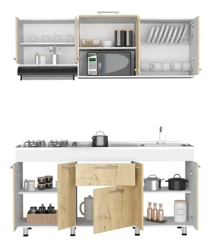 Cocina Integral Wester, Café Claro Y Blanco, Mesón Derecho