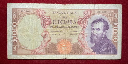 Billete 10000 Liras Italia 1966 Pick 97 C Michelangelo