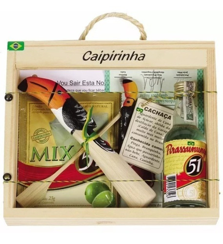 Kit 3 Caipirinha Mix Na Caixa Souvenir Artesanato Do Brasil