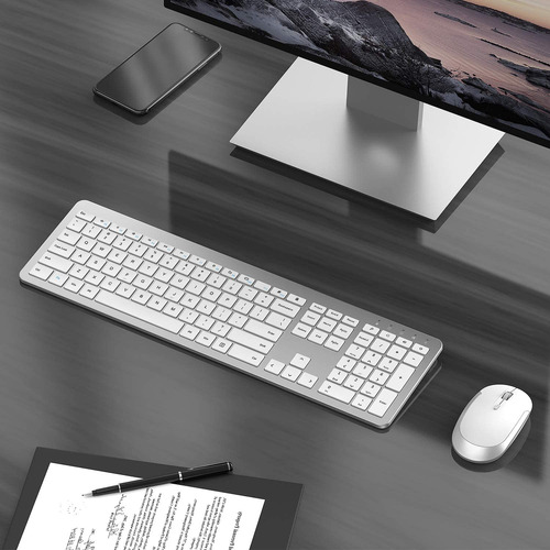 Mouse Y Teclado Para Pc Inalambrico, Delgado | Blanco/see...