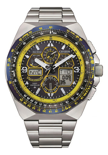 Reloj Citizen Promaster Skyhawk A-t Jy8125-54l Hombre Ts Color De La Correa Plateado Color Del Bisel Negro/azul Color Del Fondo Negro