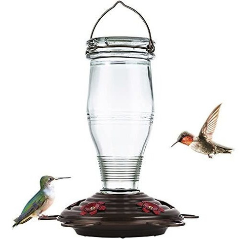Bolite 18006 Hummingbird Feeder, Vintage Bottle Glass Hummin