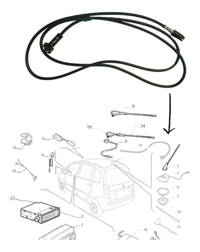 Cable Antena Fiat Idea Siena Palio Original