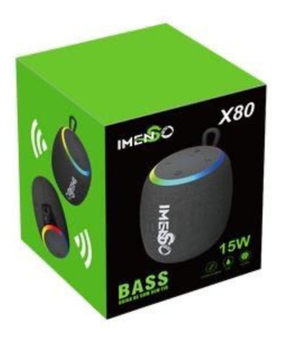 Caixa De Som Imenso X80 Bluetooth 5.3 Super Grave 15w Rgb Cor Preto