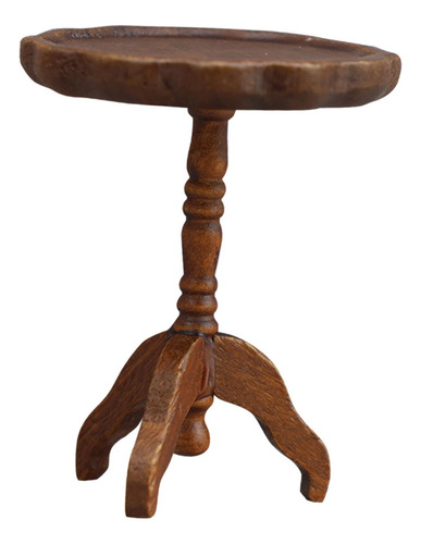 Mesa De Casa De Muñecas De Madera A Escala Marrón Oscuro