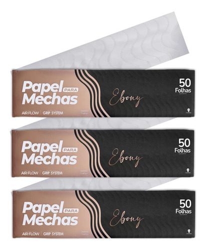 Kit 3 Papel Ecologico Para Mechas Ebony 11x47cm 150 Folhas