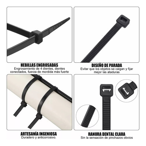 Amarras Plasticas Negras 5x250 Mm Bolsa 100pcs