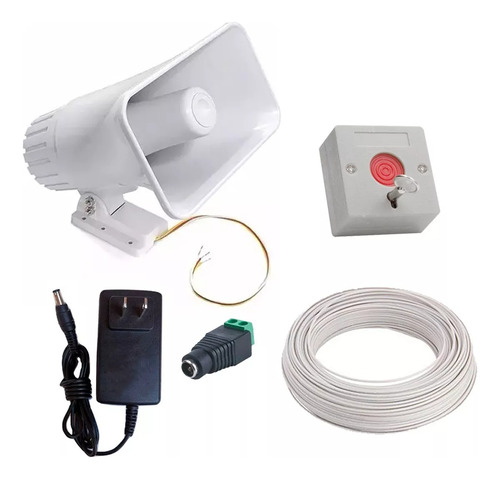 Kit Sirena Alarma Vecinal 30w Boton De Panico Para Armar 